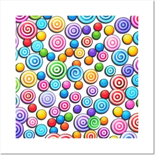 Assorted Candies on White Background (MD23HWN032b) Posters and Art